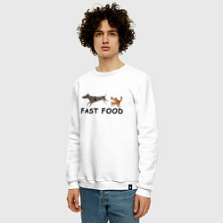 Свитшот хлопковый мужской Fast food цвет, цвет: белый — фото 2