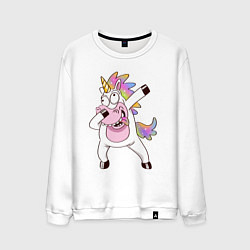 Свитшот хлопковый мужской Dabbing Unicorn, цвет: белый