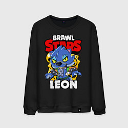 Свитшот хлопковый мужской BRAWL STARS WEREWOLF LEON, цвет: черный