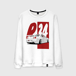 Свитшот хлопковый мужской Drift Cars Nissan Skyline R34, цвет: белый