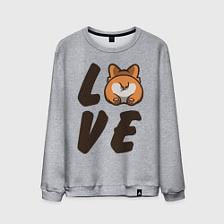 Свитшот хлопковый мужской Love Corgi, цвет: меланж