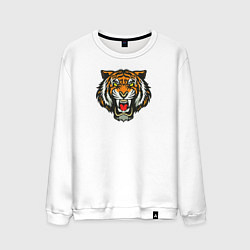 Свитшот хлопковый мужской Тигр, цвет: белый