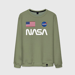Свитшот хлопковый мужской NASA, цвет: авокадо