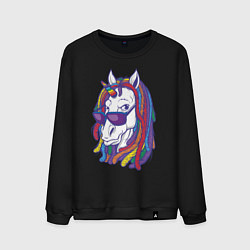 Свитшот хлопковый мужской Rasta Unicorn, цвет: черный