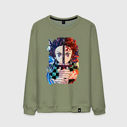 Свитшот хлопковый мужской KIMETSU NO YAIBA, цвет: авокадо