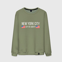 Свитшот хлопковый мужской NEW YORK, цвет: авокадо