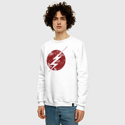 Свитшот хлопковый мужской The Flash logo, цвет: белый — фото 2