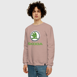 Свитшот хлопковый мужской Skoda, цвет: пыльно-розовый — фото 2
