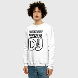 Свитшот хлопковый мужской Everybody Wants to be a Dj, цвет: белый — фото 2