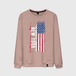 Свитшот хлопковый мужской New York, цвет: пыльно-розовый