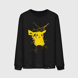 Свитшот хлопковый мужской Pikachu, цвет: черный