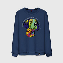 Свитшот хлопковый мужской Берегись курцхаара, цвет: тёмно-синий