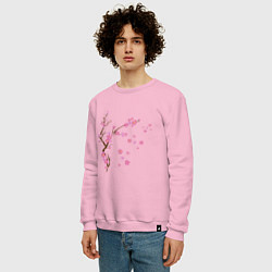 Свитшот хлопковый мужской Розовая сакура, цвет: светло-розовый — фото 2