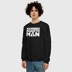 Свитшот хлопковый мужской Manners maketh man, цвет: черный — фото 2