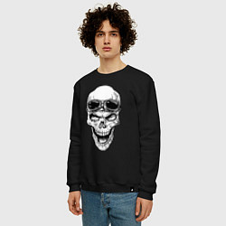 Свитшот хлопковый мужской Skull and glasses, цвет: черный — фото 2