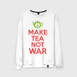 Свитшот хлопковый мужской Make tea not war, цвет: белый