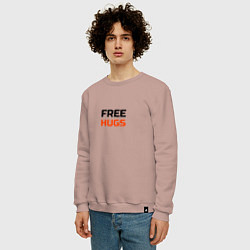 Свитшот хлопковый мужской Free,hugs,бесплатные,обнимашки, цвет: пыльно-розовый — фото 2