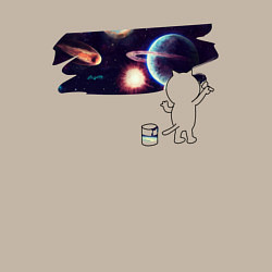 Свитшот хлопковый мужской Котик рисует космос, цвет: миндальный — фото 2