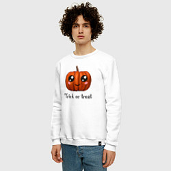 Свитшот хлопковый мужской Halloween pumpkin, цвет: белый — фото 2