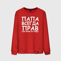 Свитшот хлопковый мужской Папа всегда прав, цвет: красный