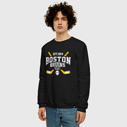 Свитшот хлопковый мужской Бостон Брюинз, цвет: черный — фото 2