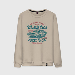 Свитшот хлопковый мужской Машина, цвет: миндальный