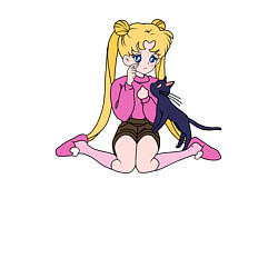 Свитшот хлопковый мужской Усаги и Луна, цвет: белый — фото 2