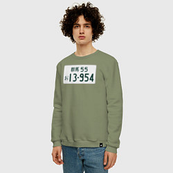 Свитшот хлопковый мужской Initial D Номер, цвет: авокадо — фото 2