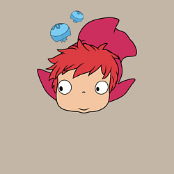 Свитшот хлопковый мужской Рыбка Поньо на утесе, цвет: миндальный — фото 2