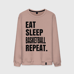 Свитшот хлопковый мужской EAT SLEEP BASKETBALL REPEAT, цвет: пыльно-розовый