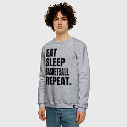 Свитшот хлопковый мужской EAT SLEEP BASKETBALL REPEAT, цвет: меланж — фото 2