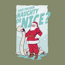 Свитшот хлопковый мужской Санта со списком плохишей, цвет: авокадо — фото 2