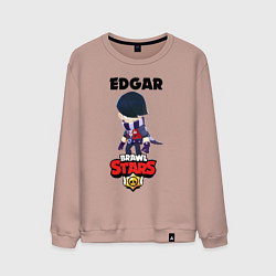 Свитшот хлопковый мужской BRAWL STARS EDGAR, цвет: пыльно-розовый