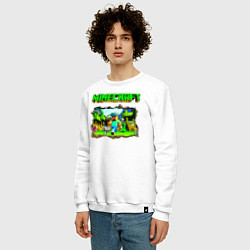 Свитшот хлопковый мужской Minecraft, цвет: белый — фото 2