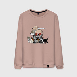 Свитшот хлопковый мужской One Punch Man, цвет: пыльно-розовый