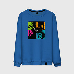 Свитшот хлопковый мужской The Beatles в стиле Поп Арт, цвет: синий