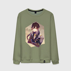 Свитшот хлопковый мужской Чжун Ли, цвет: авокадо