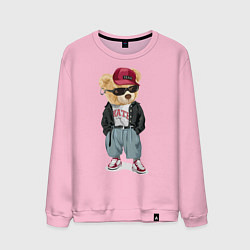 Свитшот хлопковый мужской Мопс уличный стиль, цвет: светло-розовый