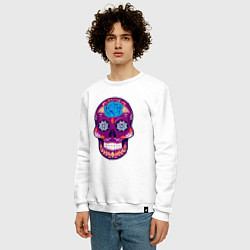 Свитшот хлопковый мужской Skull Art, цвет: белый — фото 2