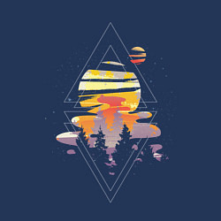 Свитшот хлопковый мужской Космический пейзаж с планетами, цвет: тёмно-синий — фото 2