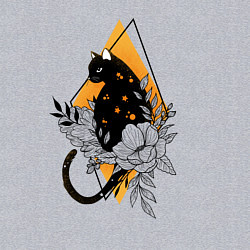 Свитшот хлопковый мужской Cat in flowers, цвет: меланж — фото 2