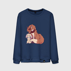 Свитшот хлопковый мужской Лис и зайка, цвет: тёмно-синий
