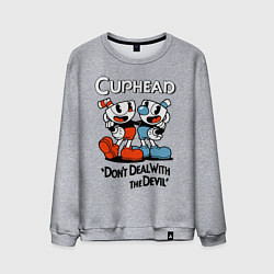 Свитшот хлопковый мужской Cuphead, Dont deal with devil, цвет: меланж