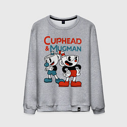 Свитшот хлопковый мужской Cuphead & Mugman, цвет: меланж