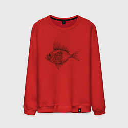 Свитшот хлопковый мужской Стимпанк Рыба Steampunk Fish Z, цвет: красный
