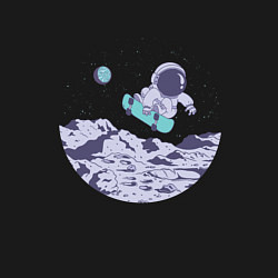 Свитшот хлопковый мужской Космонавт Скейтер на Луне, цвет: черный — фото 2