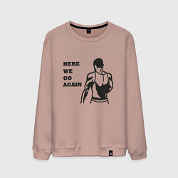 Свитшот хлопковый мужской HERE WE GO AGAIN, цвет: пыльно-розовый
