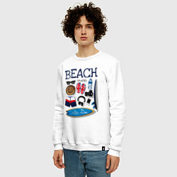 Свитшот хлопковый мужской Beach, цвет: белый — фото 2