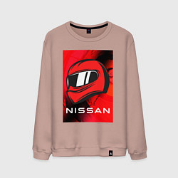 Свитшот хлопковый мужской Nissan - Paint, цвет: пыльно-розовый