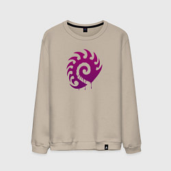 Свитшот хлопковый мужской Zerg logo Purple, цвет: миндальный